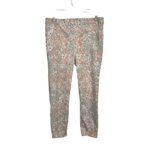 Women's Floral Print Pull On Pants Stretch Capri Cropped Leggings Size L